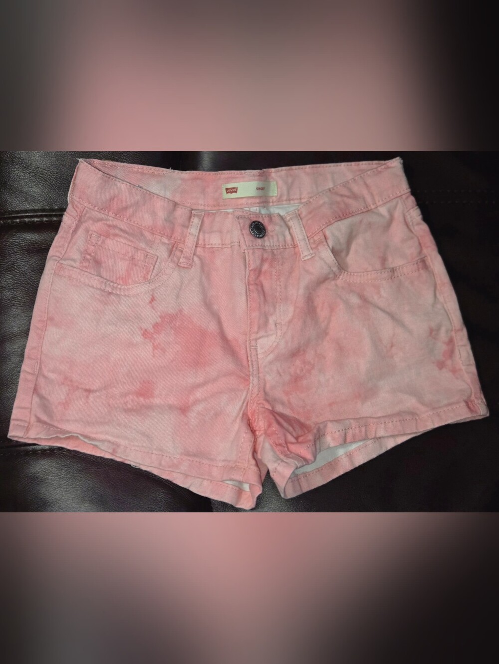 Levi's Youth Girl Pink Tie Dye Shorts Adjustable Waistband Stretch Size 10/12